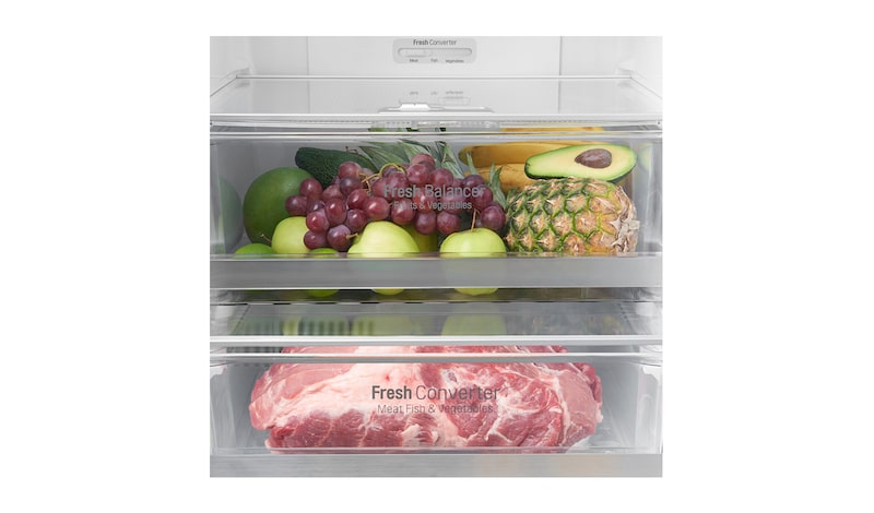 LG Hrubý objem 375 l | 266 kWh/rok | LG Lineární invertorový kompresor | LG Total No Frost | Multi-Air Flow™ | NatureFRESH | Vnitřní LED displej | Smart Diagnosis™, GBB60PZGZS